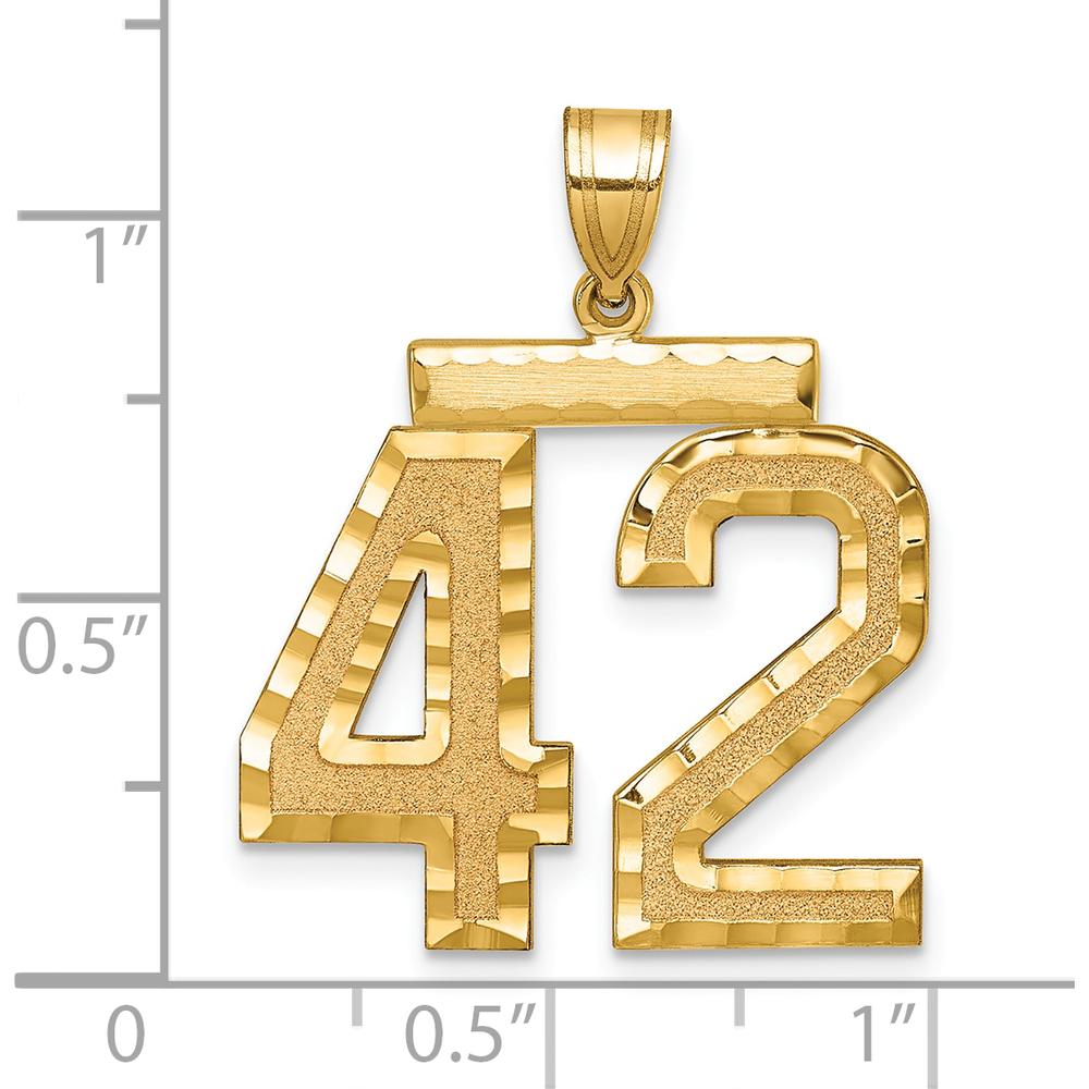 14K Yellow Gold Large Brushed Diamond-cut Number 42 Charm by Oro Pregiato