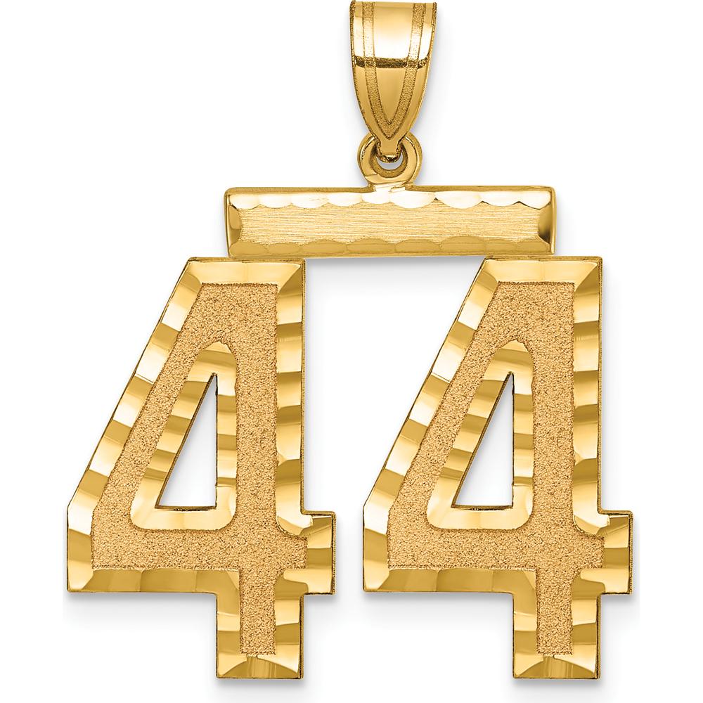 14K Yellow Gold Large Brushed Diamond-Cut Number 44 Pendant Charm by Oro Pregiato