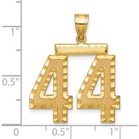 14K Yellow Gold Large Brushed Diamond-Cut Number 44 Pendant Charm by Oro Pregiato