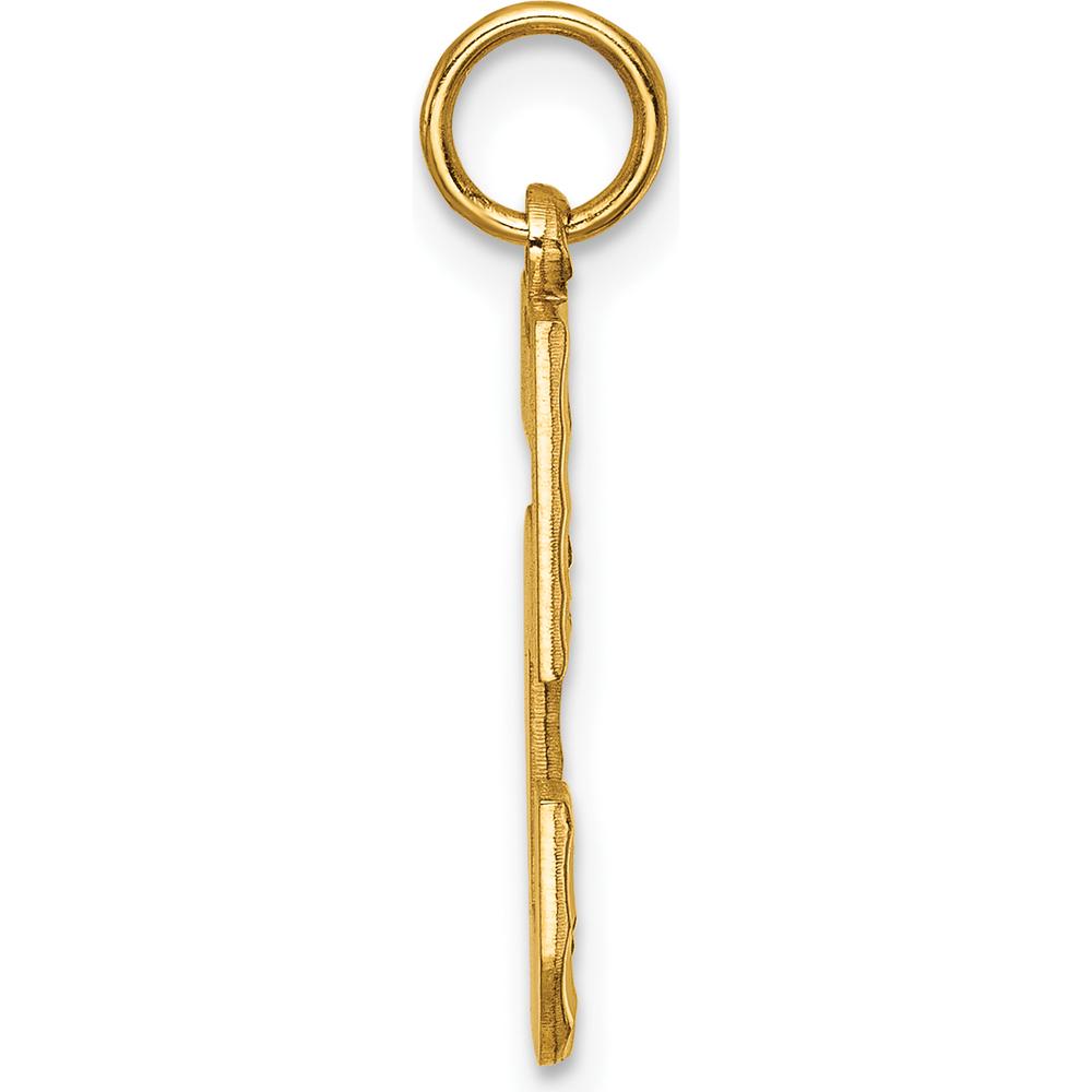 14K Yellow Gold Large Brushed Diamond-Cut Number 5 Charm Pendant by Oro Pregiato