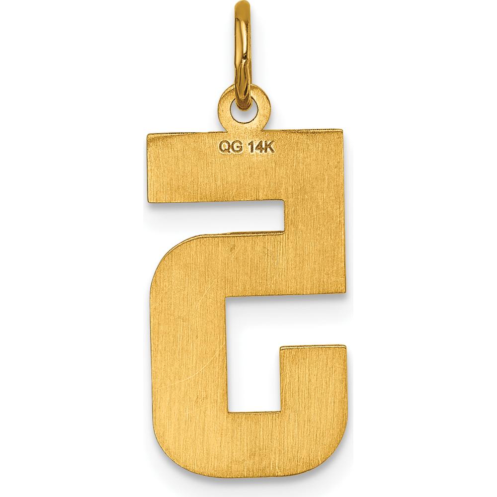 14K Yellow Gold Large Brushed Diamond-Cut Number 5 Charm Pendant by Oro Pregiato