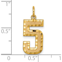 14K Yellow Gold Large Brushed Diamond-Cut Number 5 Charm Pendant by Oro Pregiato