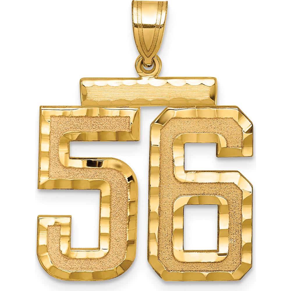 14K Yellow Gold Large Brushed Diamond-Cut Number 56 Charm by Oro Pregiato