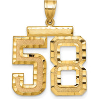 14K Yellow Gold Large Brushed Diamond-Cut Number 58 Charm by Oro Pregiato