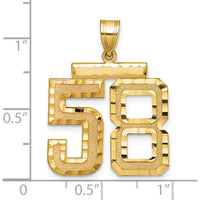 14K Yellow Gold Large Brushed Diamond-Cut Number 58 Charm by Oro Pregiato