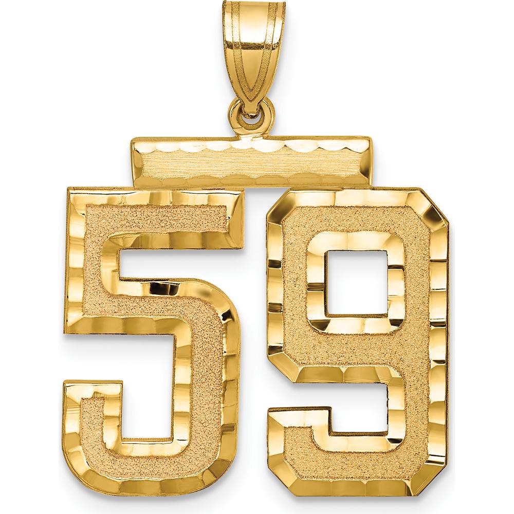 14K Yellow Gold Large Brushed Diamond-cut Number 59 Pendant by Oro Pregiato
