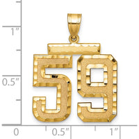 14K Yellow Gold Large Brushed Diamond-cut Number 59 Pendant by Oro Pregiato