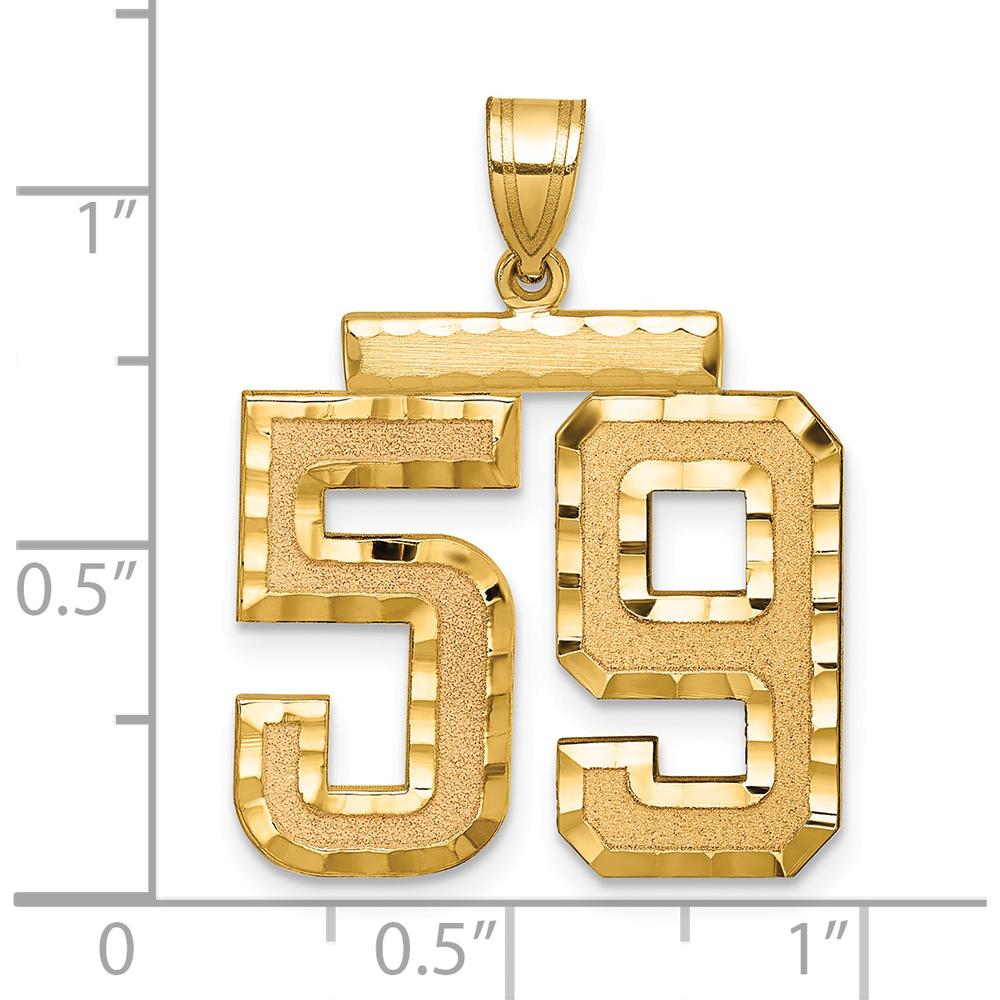 14K Yellow Gold Large Brushed Diamond-cut Number 59 Pendant by Oro Pregiato