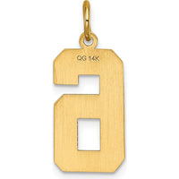 14K Yellow Gold Large Brushed Diamond-Cut Number 6 Charm by Oro Pregiato