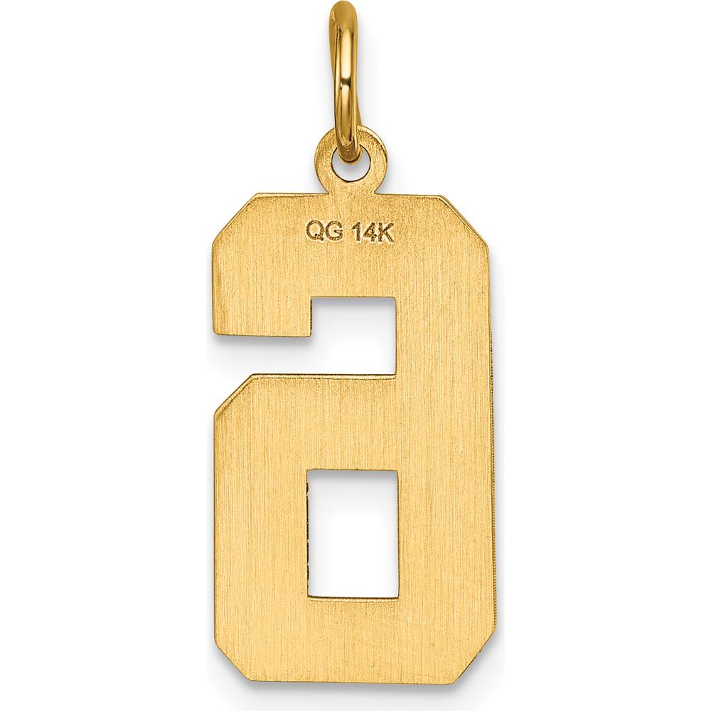 14K Yellow Gold Large Brushed Diamond-Cut Number 6 Charm by Oro Pregiato