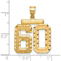 14K Yellow Gold Large Brushed Diamond-cut Number 60 Charm by Oro Pregiato