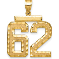 14K Yellow Gold Large Brushed Diamond-cut Number 62 Charm by Oro Pregiato