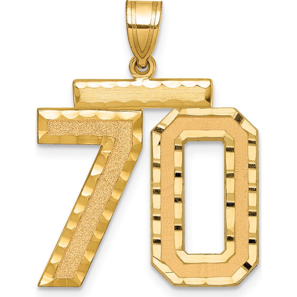 14K Yellow Gold Large Brushed Diamond-Cut Number 70 Charm Pendant by Oro Pregiato