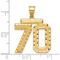 14K Yellow Gold Large Brushed Diamond-Cut Number 70 Charm Pendant by Oro Pregiato
