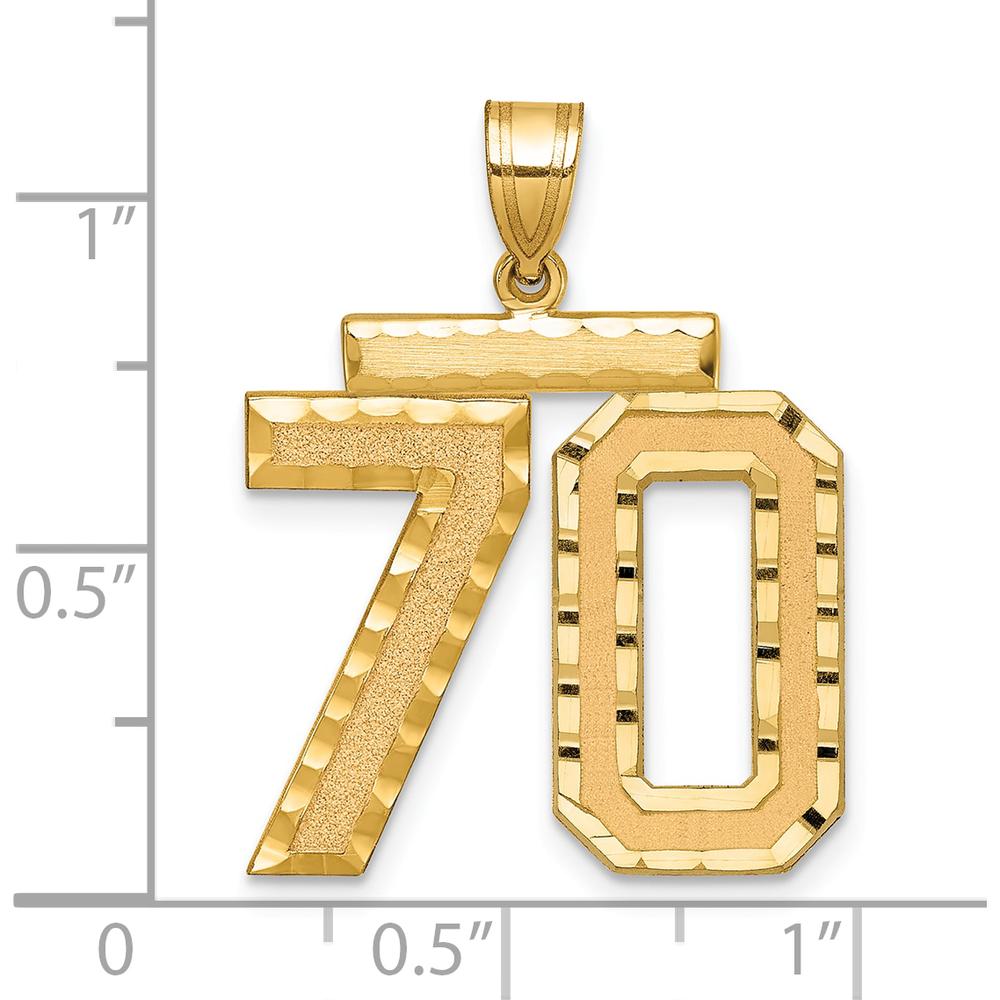 14K Yellow Gold Large Brushed Diamond-Cut Number 70 Charm Pendant by Oro Pregiato