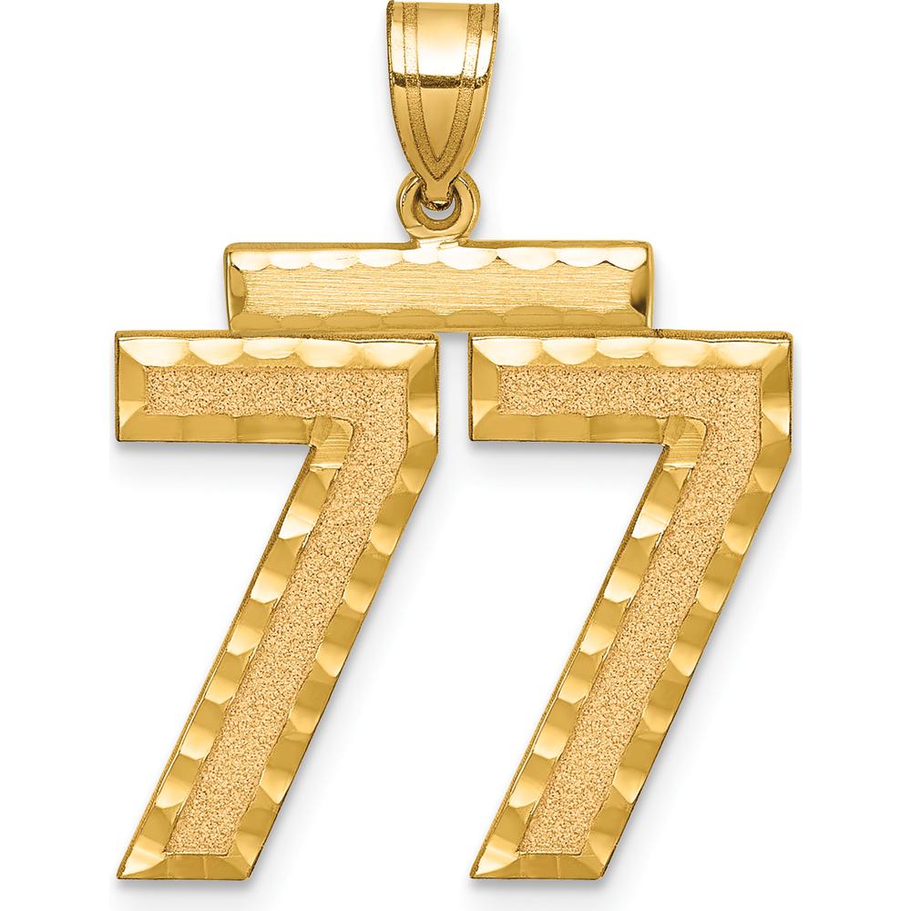 14K Yellow Gold Large Brushed Diamond-Cut Number 77 Charm by Oro Pregiato