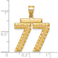 14K Yellow Gold Large Brushed Diamond-Cut Number 77 Charm by Oro Pregiato