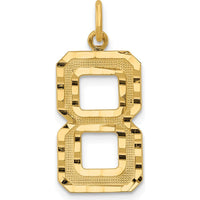 14K Yellow Gold Large Brushed Diamond-cut Number 8 Charm - Textured Gold Pendant by Oro Pregiato