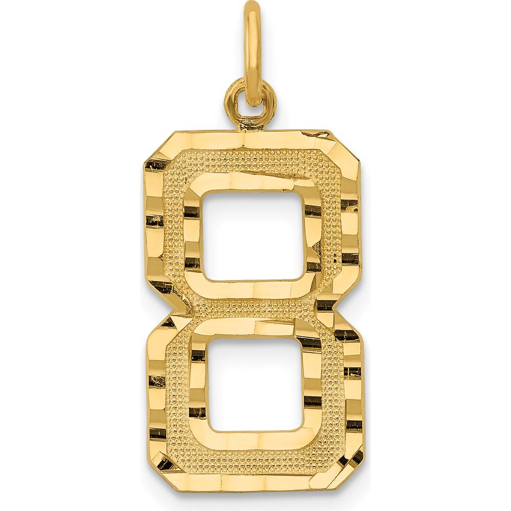 14K Yellow Gold Large Brushed Diamond-cut Number 8 Charm - Textured Gold Pendant by Oro Pregiato