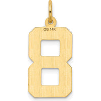 14K Yellow Gold Large Brushed Diamond-cut Number 8 Charm - Textured Gold Pendant by Oro Pregiato