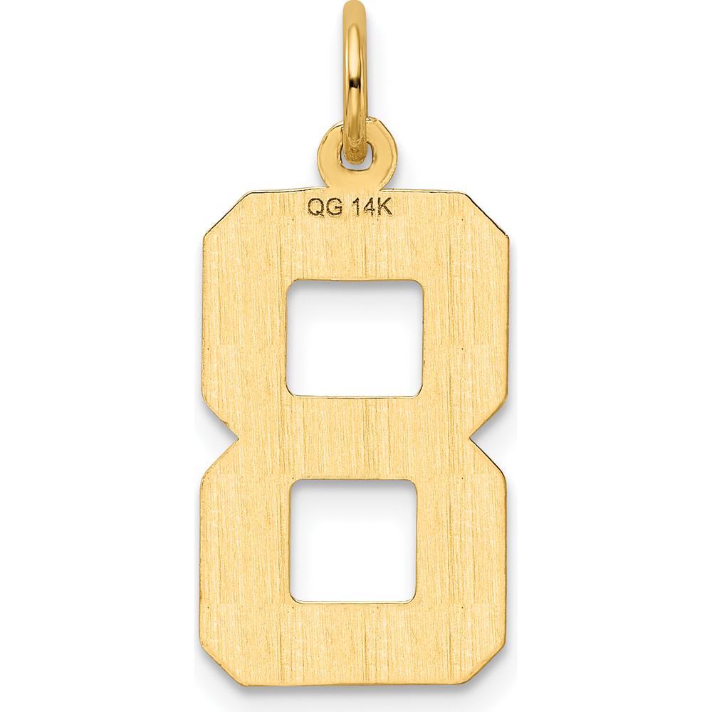14K Yellow Gold Large Brushed Diamond-cut Number 8 Charm - Textured Gold Pendant by Oro Pregiato