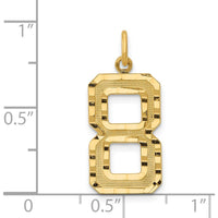 14K Yellow Gold Large Brushed Diamond-cut Number 8 Charm - Textured Gold Pendant by Oro Pregiato