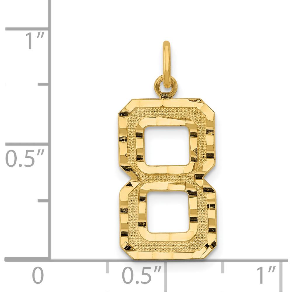 14K Yellow Gold Large Brushed Diamond-cut Number 8 Charm - Textured Gold Pendant by Oro Pregiato