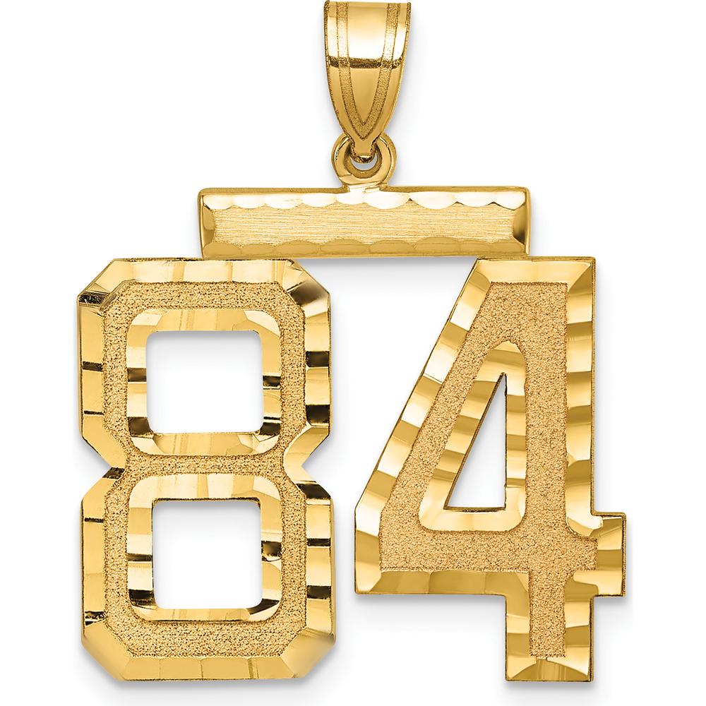 14K Yellow Gold Large Brushed Diamond-Cut Number 84 Charm - Statement Pendant by Oro Pregiato