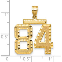 14K Yellow Gold Large Brushed Diamond-Cut Number 84 Charm - Statement Pendant by Oro Pregiato
