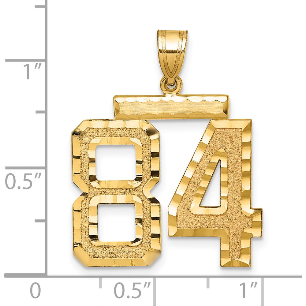 14K Yellow Gold Large Brushed Diamond-Cut Number 84 Charm - Statement Pendant by Oro Pregiato