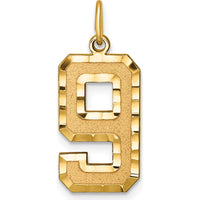 14K Yellow Gold Large Brushed Diamond-Cut Number 9 Charm Pendant by Oro Pregiato