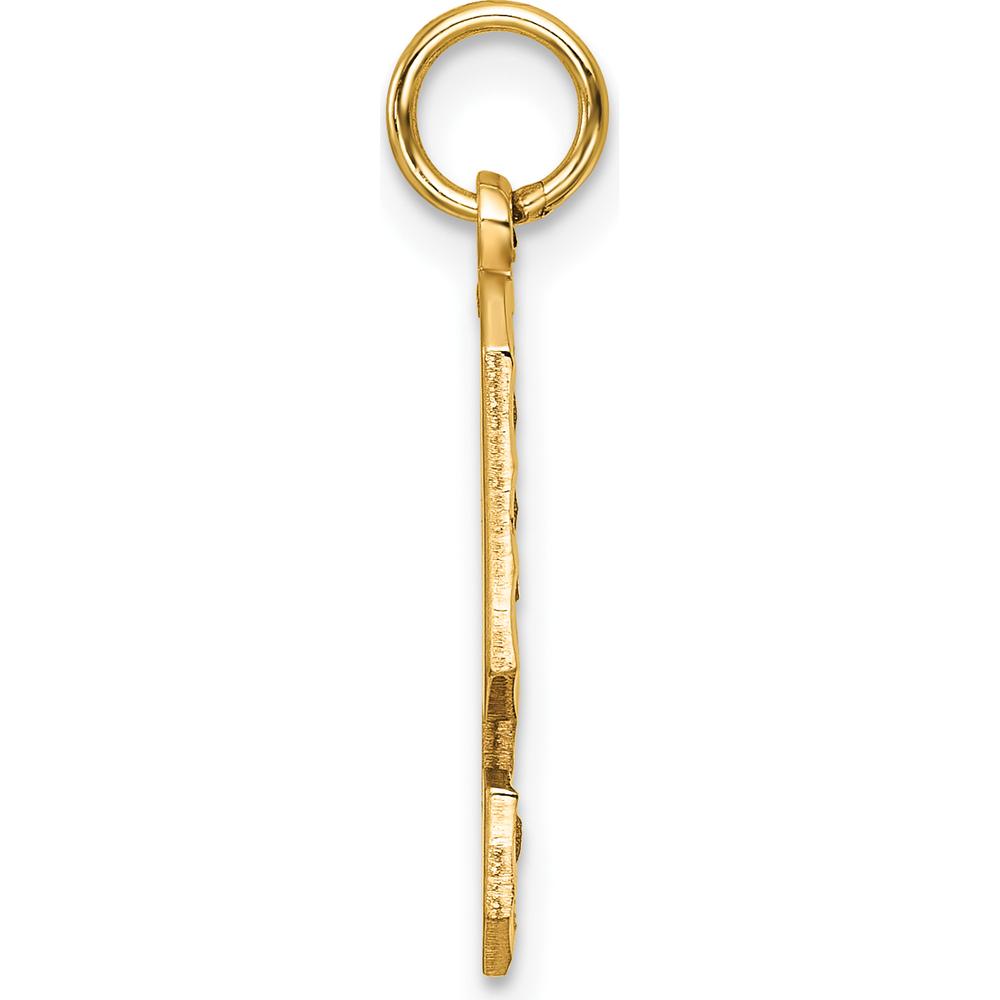 14K Yellow Gold Large Brushed Diamond-Cut Number 9 Charm Pendant by Oro Pregiato