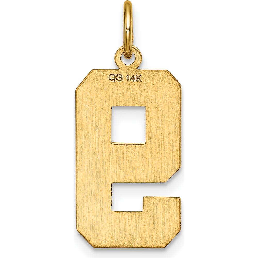 14K Yellow Gold Large Brushed Diamond-Cut Number 9 Charm Pendant by Oro Pregiato