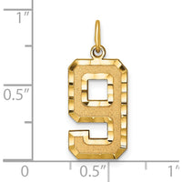 14K Yellow Gold Large Brushed Diamond-Cut Number 9 Charm Pendant by Oro Pregiato