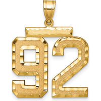 14K Yellow Gold Large Brushed Diamond-Cut Number 92 Charm by Oro Pregiato