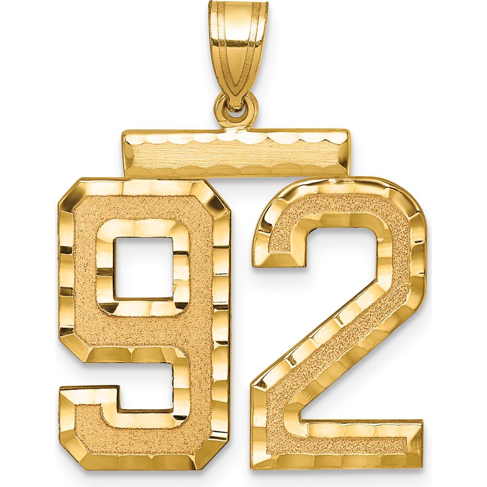 14K Yellow Gold Large Brushed Diamond-Cut Number 92 Charm by Oro Pregiato