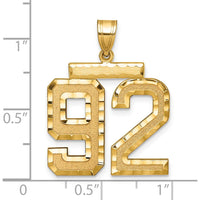 14K Yellow Gold Large Brushed Diamond-Cut Number 92 Charm by Oro Pregiato