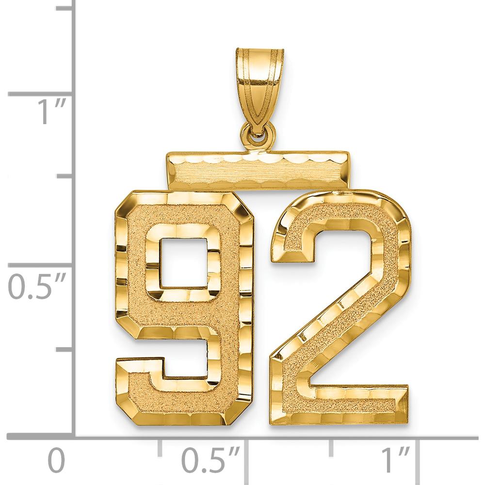 14K Yellow Gold Large Brushed Diamond-Cut Number 92 Charm by Oro Pregiato