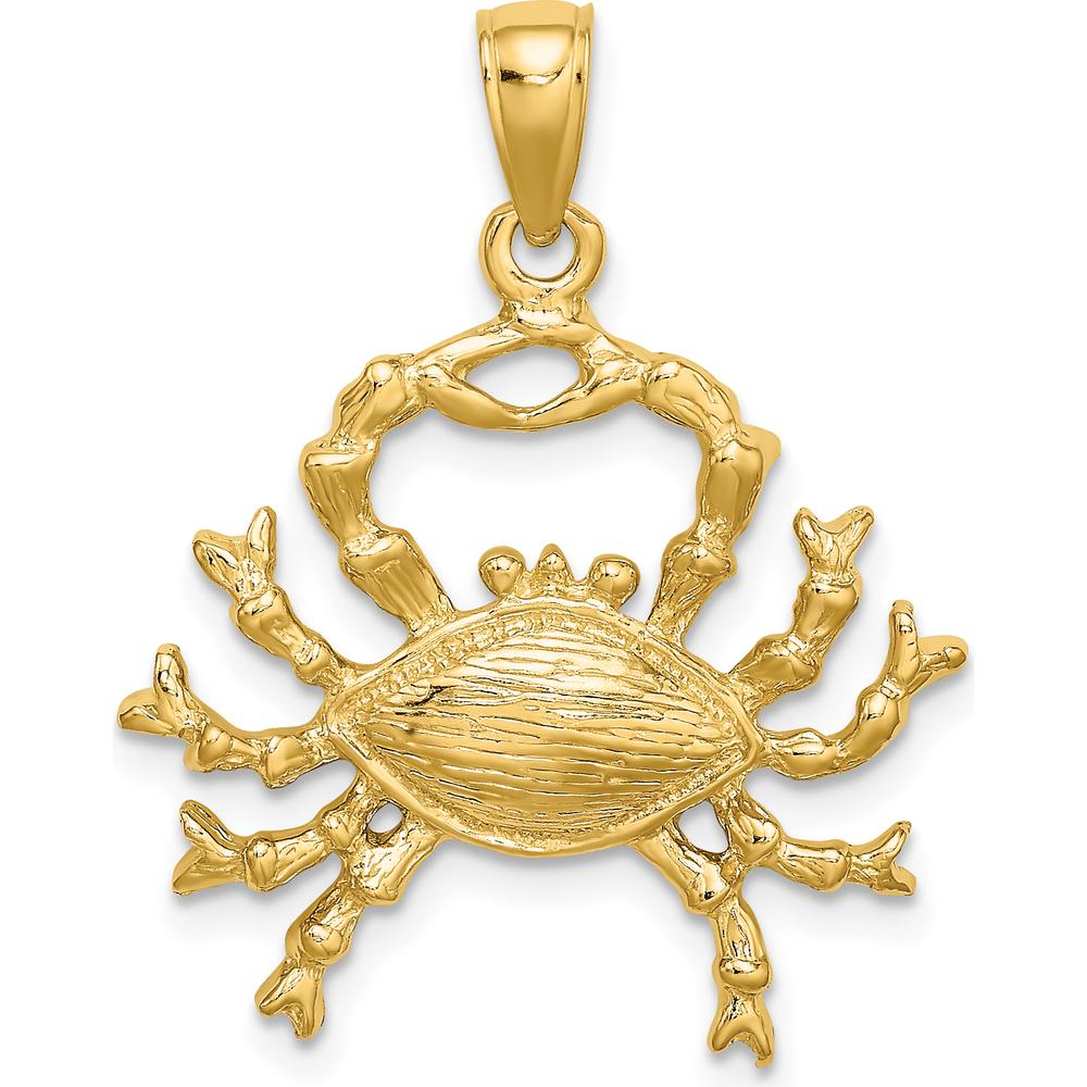 14K Yellow Gold Large Cancer Zodiac Pendant with 3D Textured Charm - 26.75mm Length by Oro Pregiato