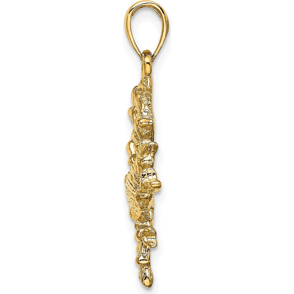 14K Yellow Gold Large Cancer Zodiac Pendant with 3D Textured Charm - 26.75mm Length by Oro Pregiato