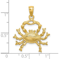 14K Yellow Gold Large Cancer Zodiac Pendant with 3D Textured Charm - 26.75mm Length by Oro Pregiato