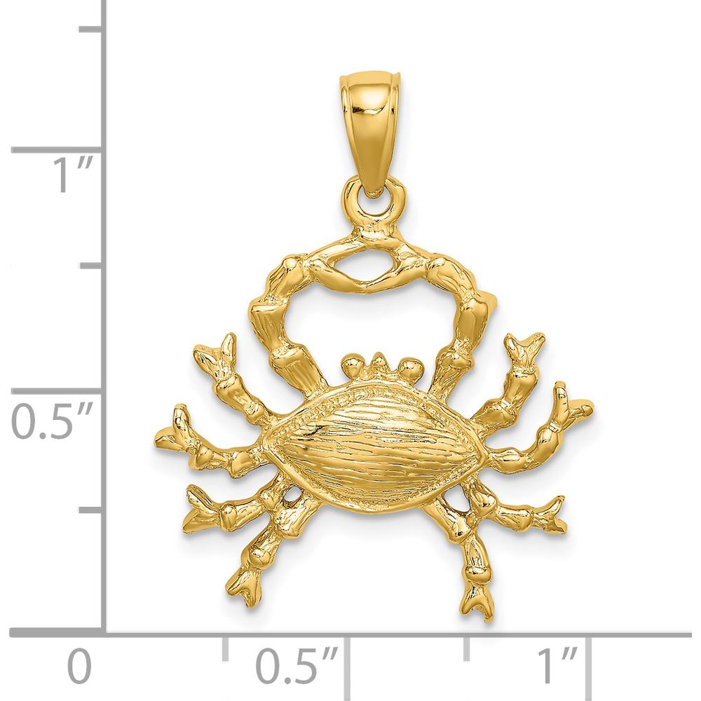 14K Yellow Gold Large Cancer Zodiac Pendant with 3D Textured Charm - 26.75mm Length by Oro Pregiato