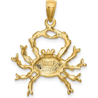 14K Yellow Gold Large Cancer Zodiac Pendant with 3D Textured Charm - 26.75mm Length by Oro Pregiato