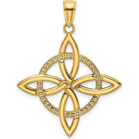 14K Yellow Gold Large Celtic Eternity Knot Pendant - Polished Beaded Finish by Oro Pregiato