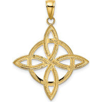 14K Yellow Gold Large Celtic Eternity Knot Pendant - Polished Beaded Finish by Oro Pregiato