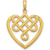 14K Yellow Gold Large Celtic Knot Heart Charm Pendant - Polished Finish by Oro Pregiato