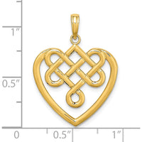 14K Yellow Gold Large Celtic Knot Heart Charm Pendant - Polished Finish by Oro Pregiato