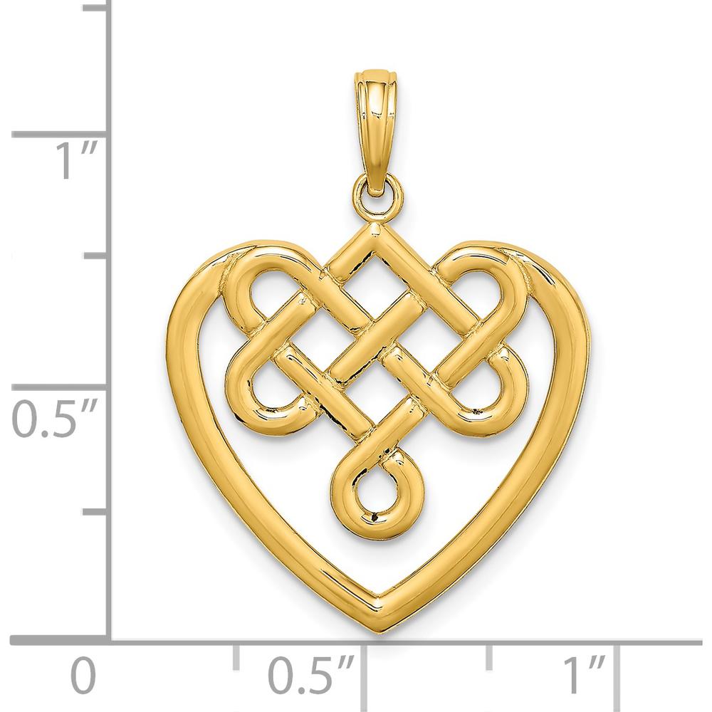 14K Yellow Gold Large Celtic Knot Heart Charm Pendant - Polished Finish by Oro Pregiato