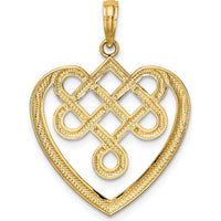 14K Yellow Gold Large Celtic Knot Heart Charm Pendant - Polished Finish by Oro Pregiato