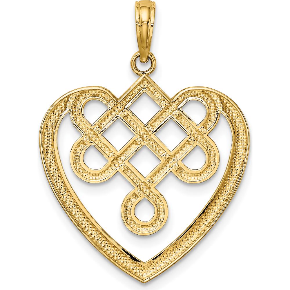 14K Yellow Gold Large Celtic Knot Heart Charm Pendant - Polished Finish by Oro Pregiato